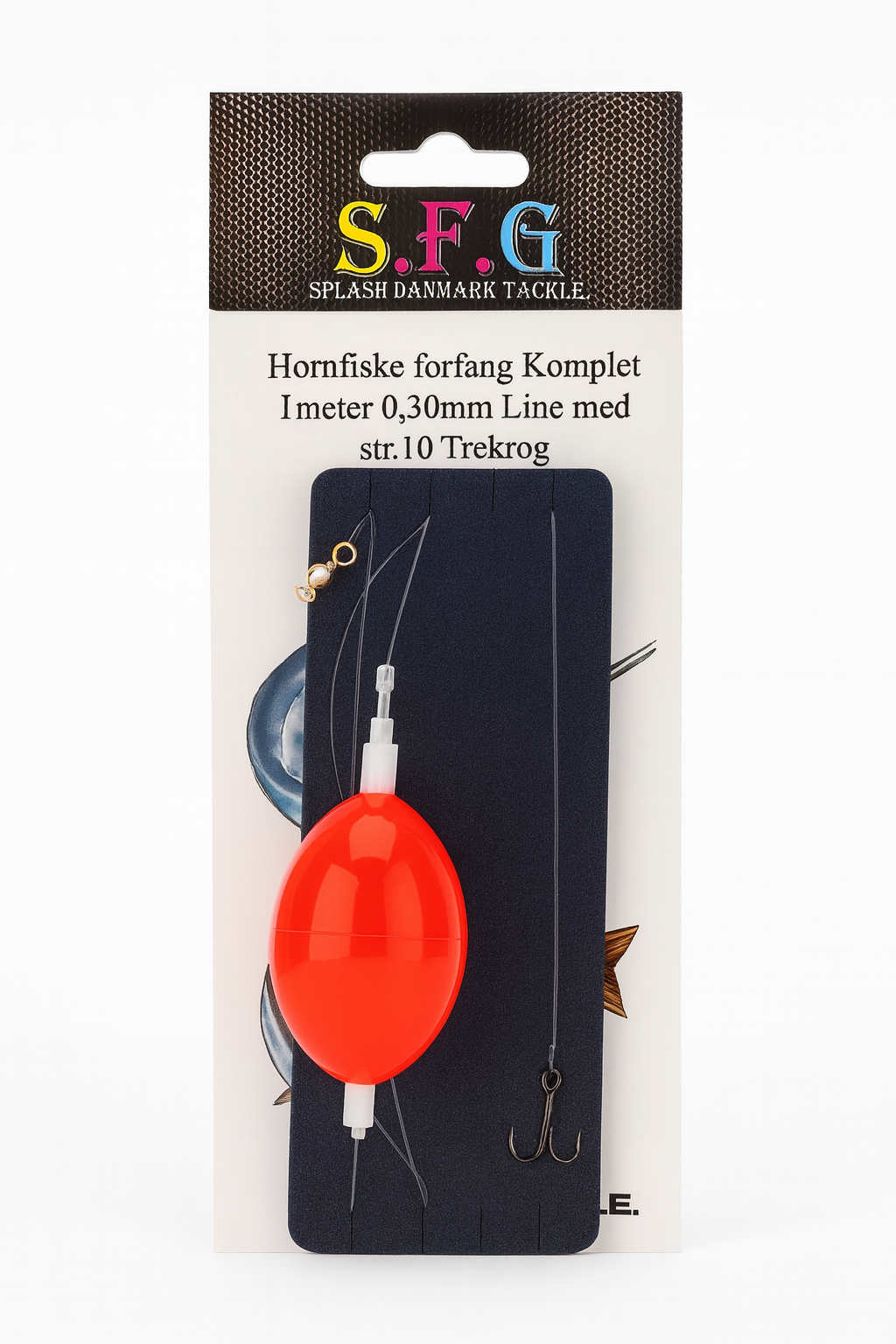 Splash Hornfisk forfang Komplet 1 meter 0,30mm Line med str. 10 Trekrog